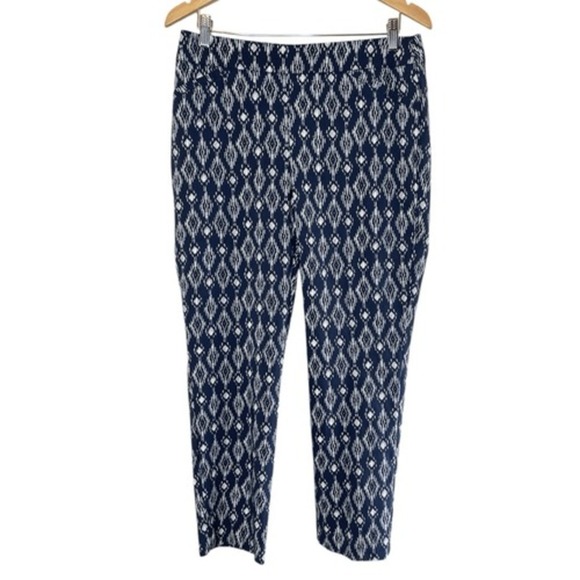 BRIGGS Navy & White Cropped Slim Fit Pants, Size 10 - Picture 1 of 8